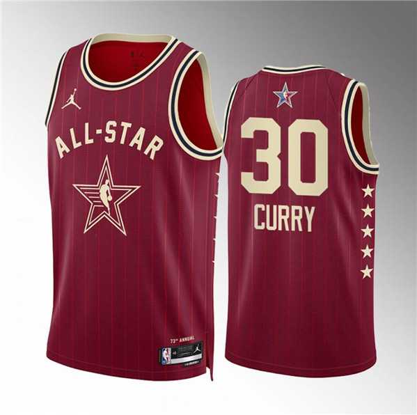 Mens 2024 All-Star #30 Stephen Curry Crimson Stitched Basketball Jersey->2024 all star->NBA Jersey
